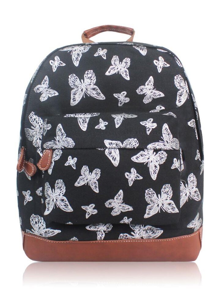 Hľadáte originálny a nezvyčajný darček? Obdarovaného zaručene prekvapí Čierny ruksak s jedným vreckom Motýlí motív